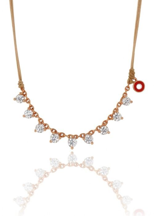 שרשרת חוט עם זרקונים ועין אדומה