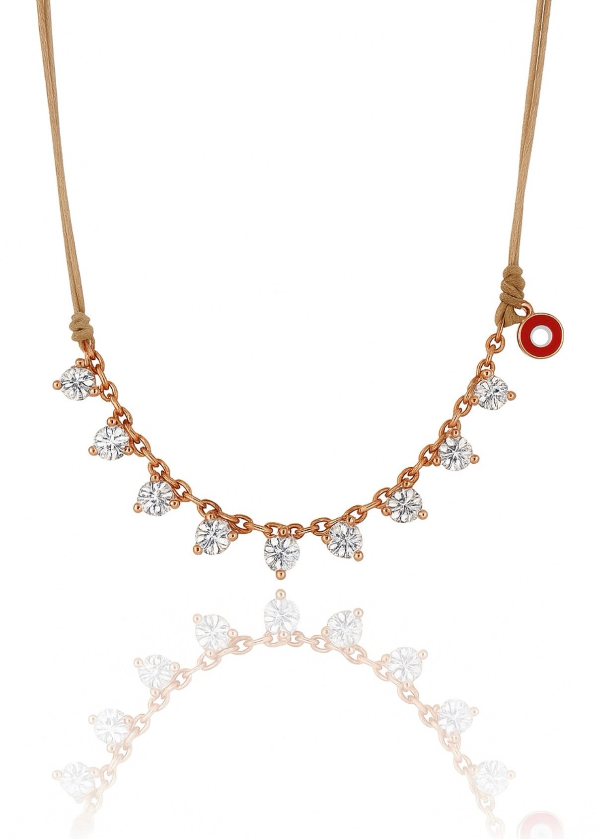 שרשרת חוט עם זרקונים ועין אדומה