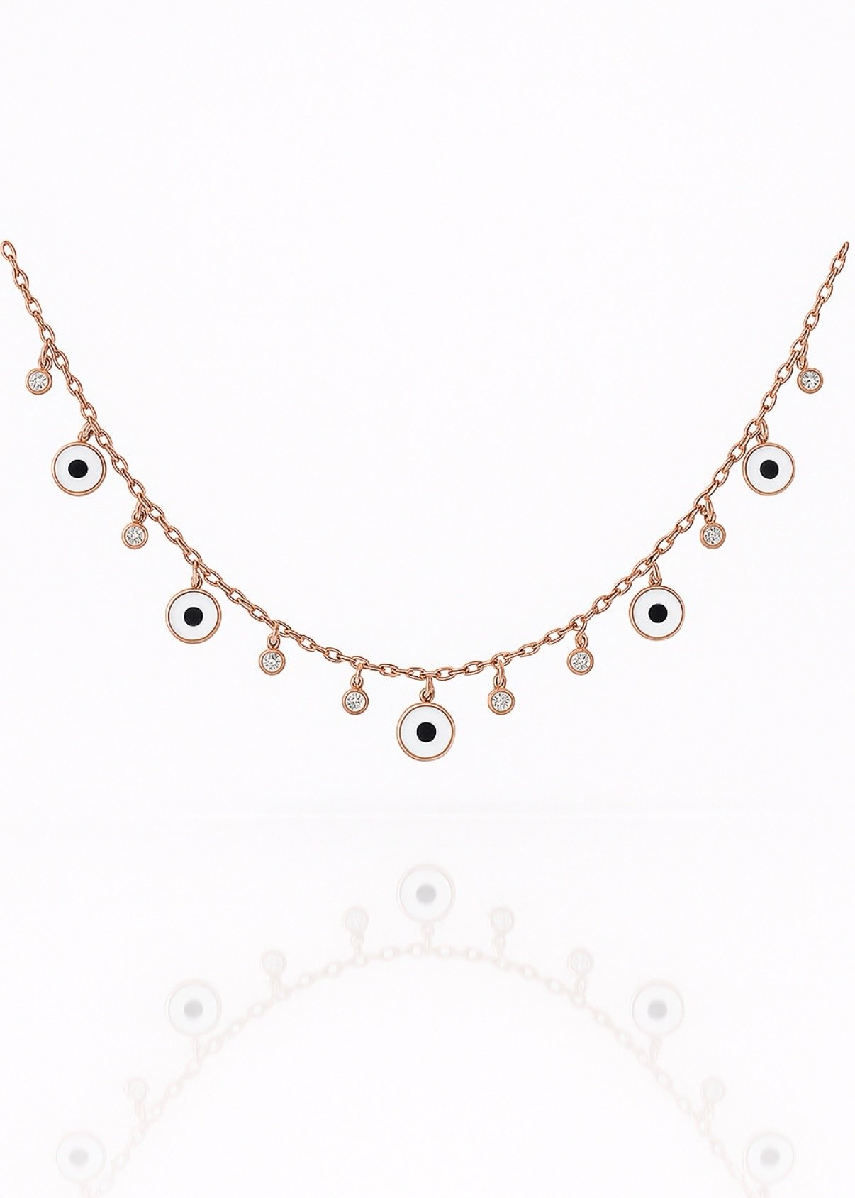 שרשרת עיניים לבנות וזרקונים נופלים