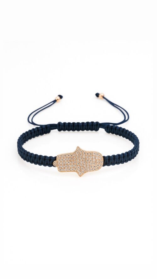 צמיד חוט כחול עם חמסה