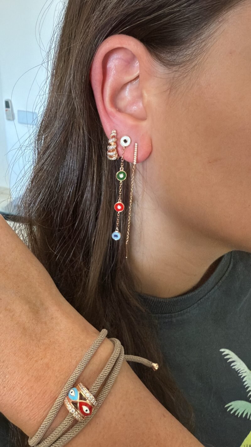 ⁦עגיל בודד עיניים צבעוניות נופלות⁩ – תמונה ⁦2⁩