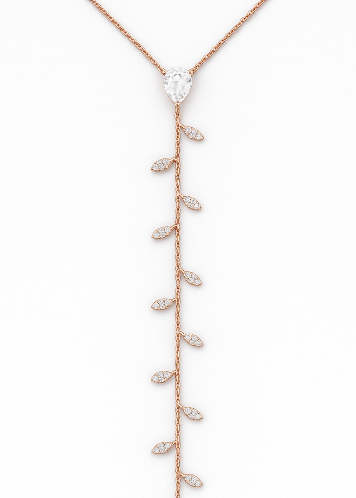 שרשרת ארוכה בשילוב טיפה וזרקונים