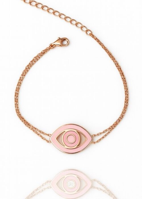 צמיד עין אמייל ורוד