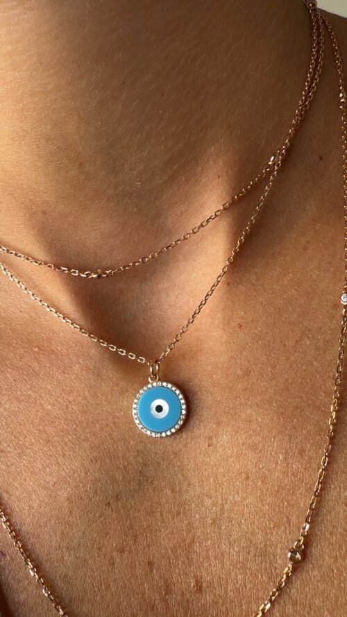 Alternative view of שרשרת עין עגולה טורקיז