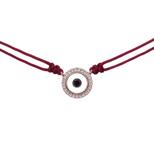 שרשרת קולר חוט בורדו עם עין עגולה