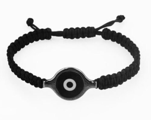 צמיד גבר חוט שחור עם עין לבנה