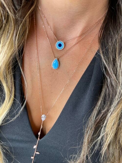Alternative view of שרשרת עין טורקיז עגולה