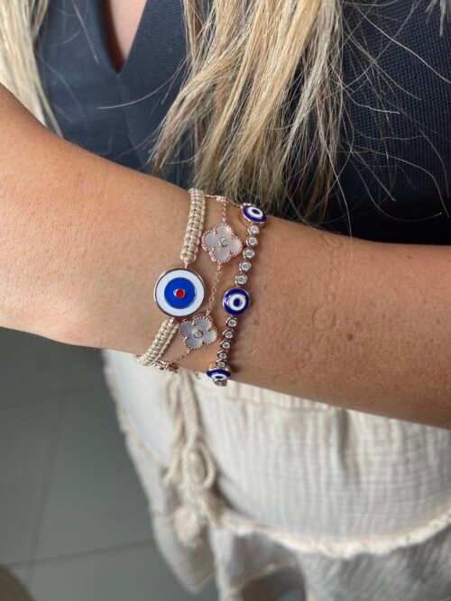 Alternative view of צמיד חוט קאמל עם עין אמייל עגולה