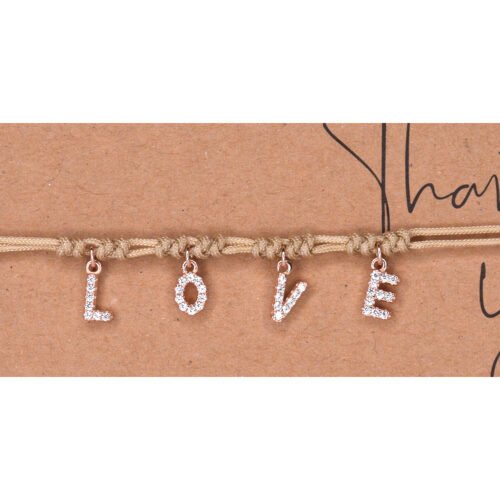 LOVE צמיד חוט טבעי בשילוב