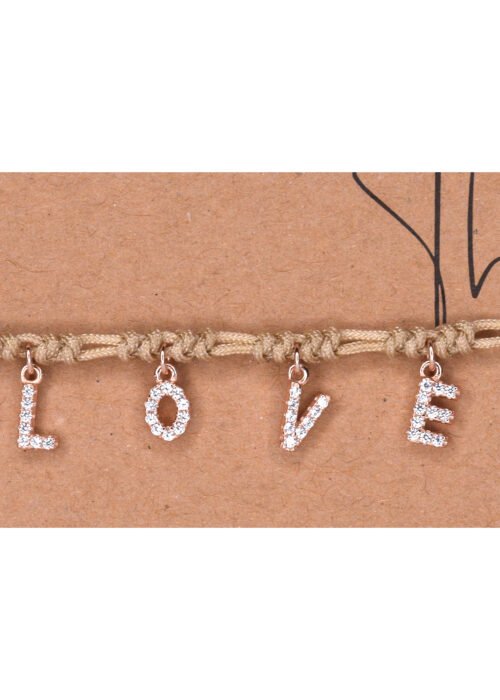 LOVE צמיד חוט טבעי בשילוב