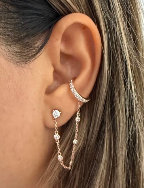 Alternative view of עגיל זרקון שרשרת חישוק הליקס