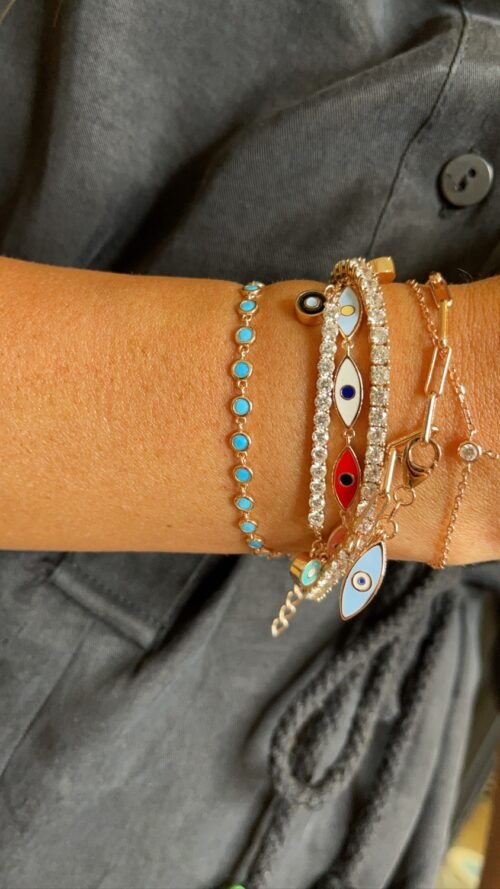 Alternative view of צמיד זרקונים טורקיז