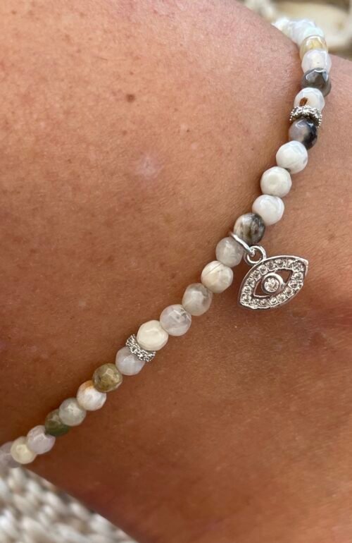 צמיד רגל חרוזים בשילוב עין