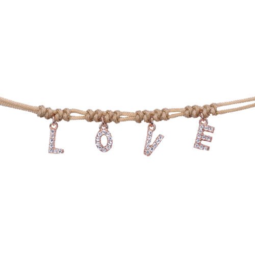 LOVE שרשרת קולר חוט טבעי עם