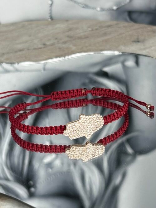 Alternative view of צמיד חוט בורדו עם חמסה