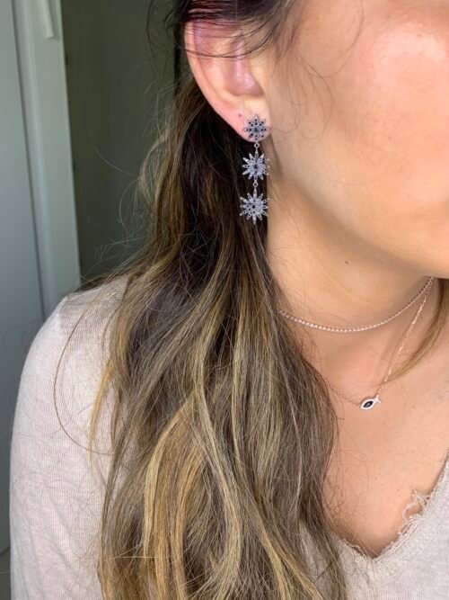 Alternative view of עגילי כוכבים זיקוקים שחורים נופלים