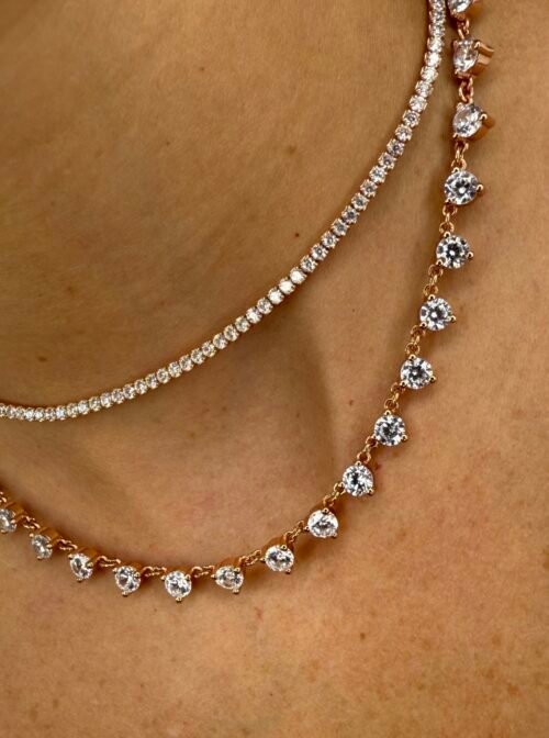 Alternative view of שרשרת קולר זרקונים מלא