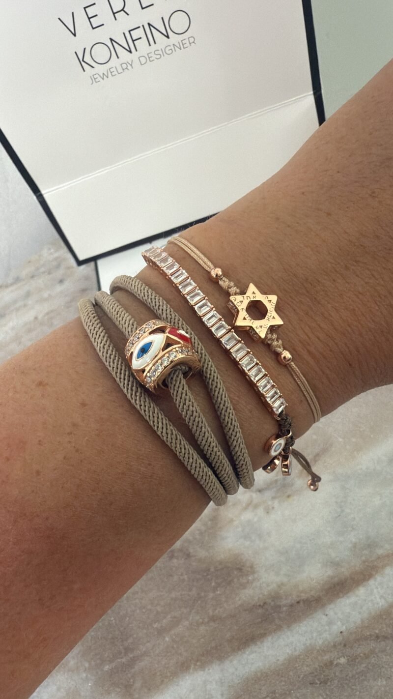 ⁦צמיד חוט אבן מתלפף עם חרוז עין⁩ – תמונה ⁦6⁩