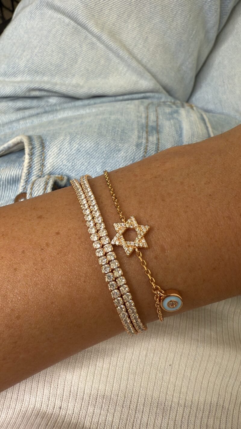 ⁦צמיד מגן דוד משובץ ועין נופלת⁩ – תמונה ⁦10⁩