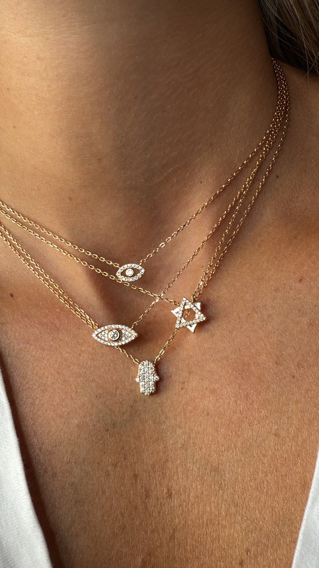 שרשרת מגן דוד חצי משובץ – תמונה 3