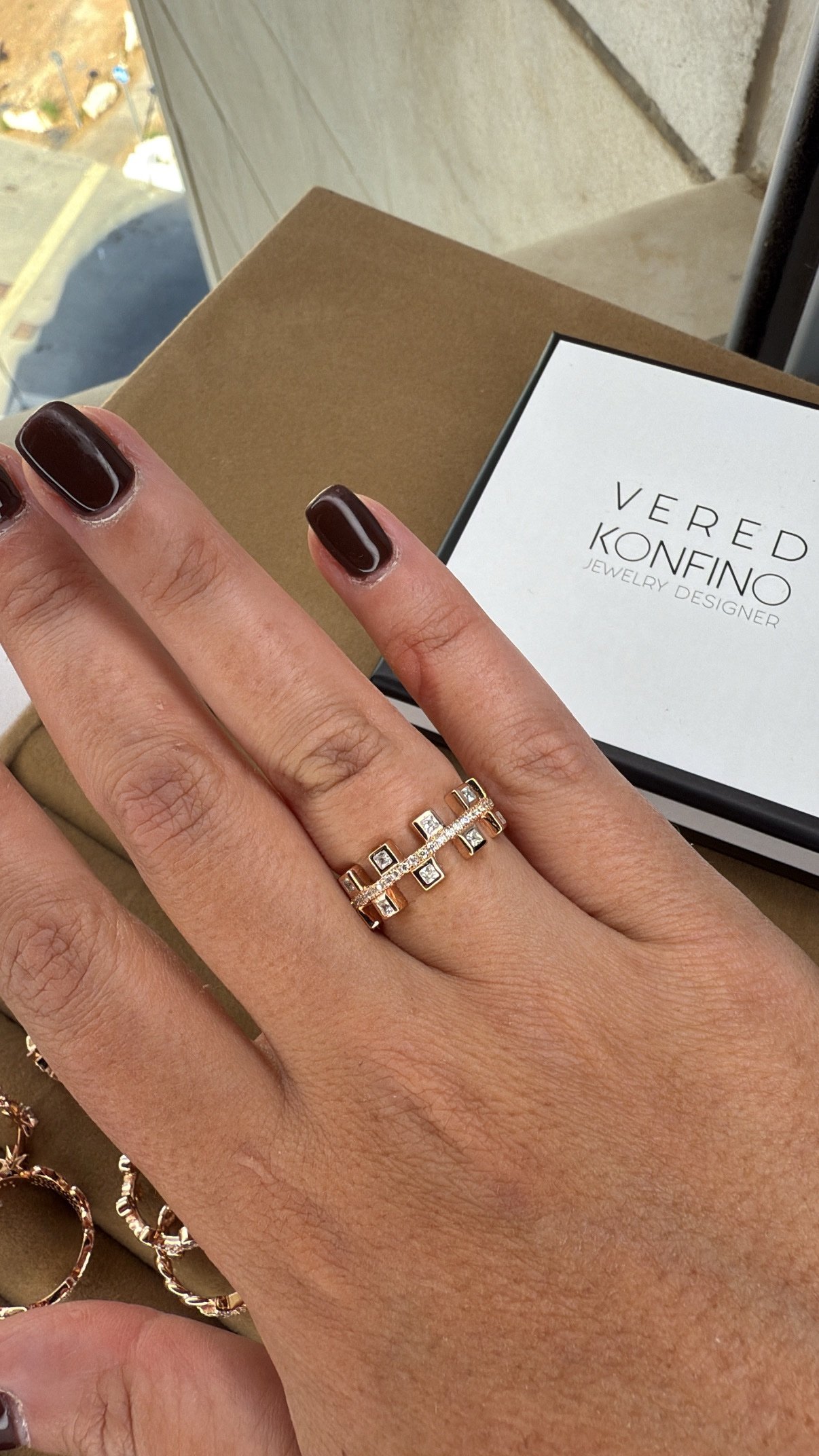 טבעת פס עם ריבועים – תמונה 4