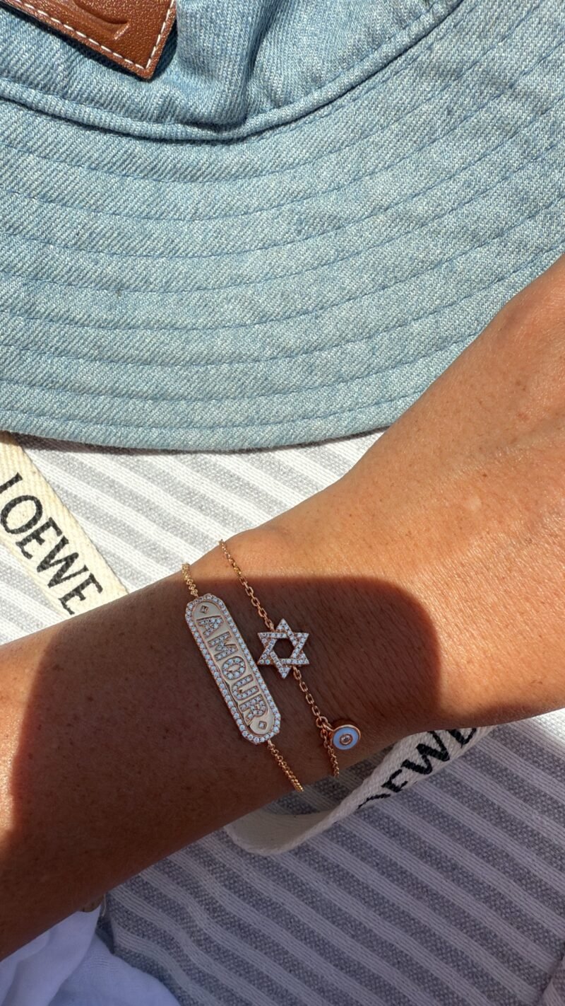 ⁦צמיד מגן דוד משובץ ועין נופלת⁩ – תמונה ⁦2⁩