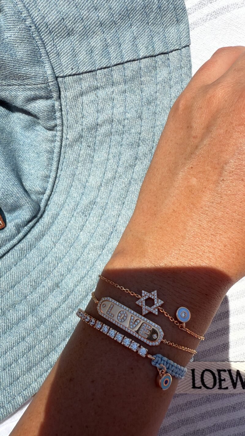 ⁦צמיד מגן דוד משובץ ועין נופלת⁩ – תמונה ⁦5⁩