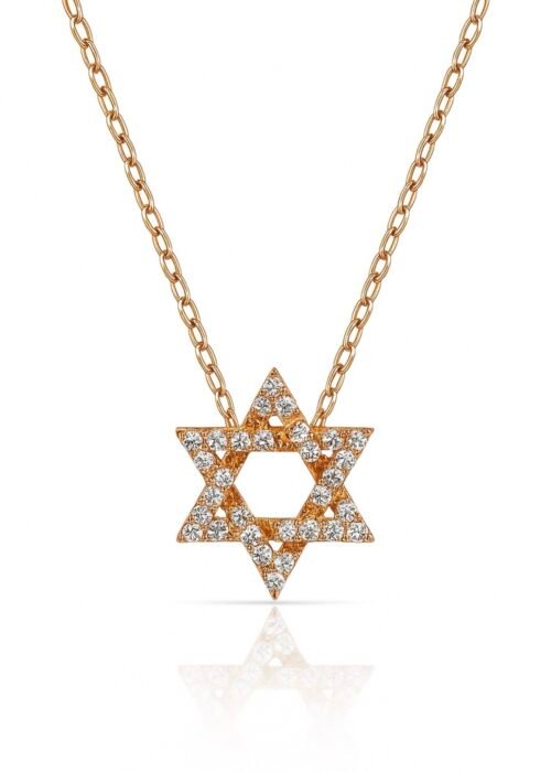 שרשרת מגן דוד משובץ