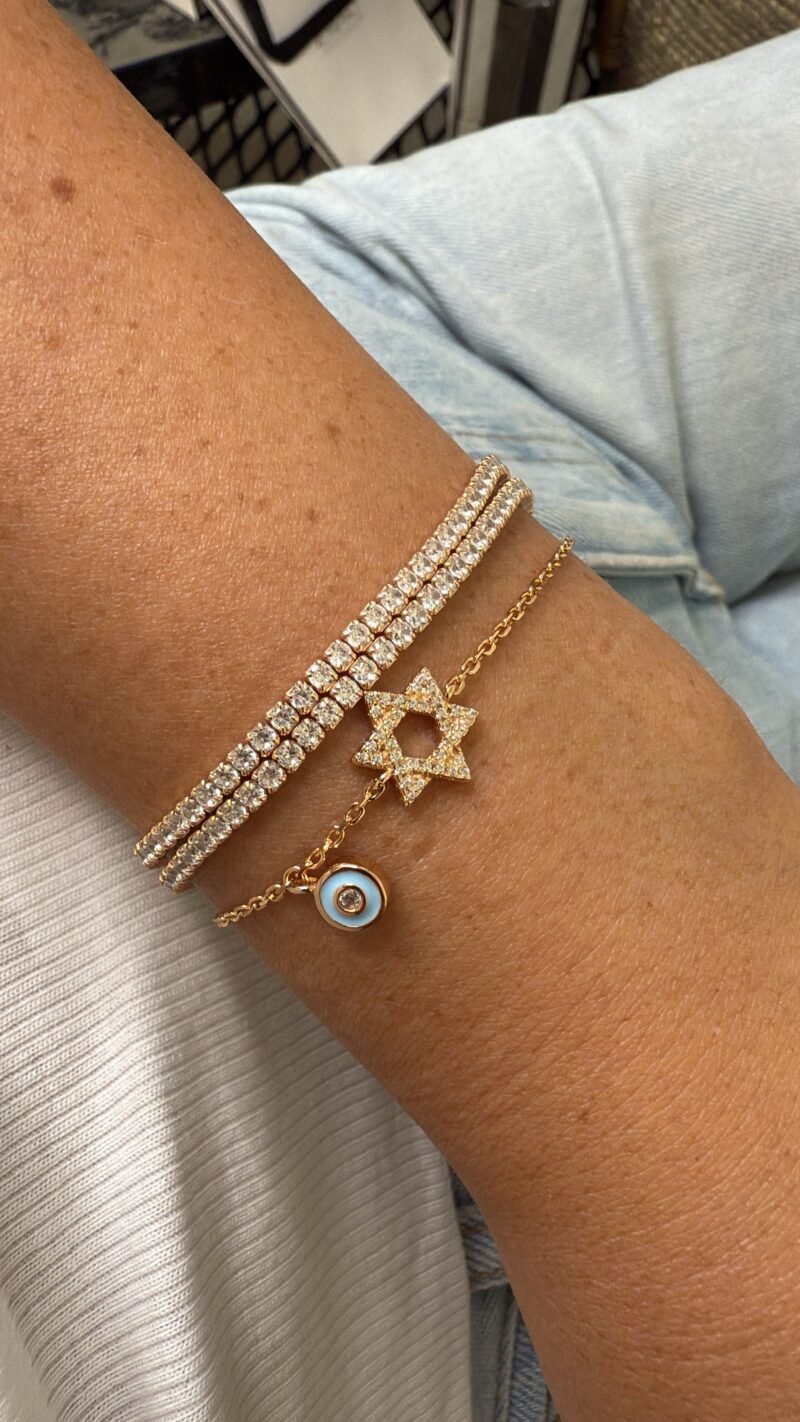 ⁦צמיד מגן דוד משובץ ועין נופלת⁩ – תמונה ⁦11⁩