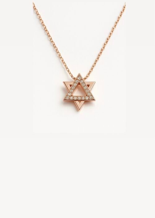 שרשרת מגן דוד חצי משובץ