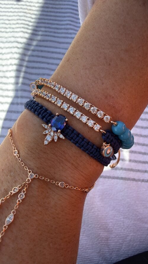 Alternative view of צמיד חרוזים כחולים עם טניס ועין נופלת