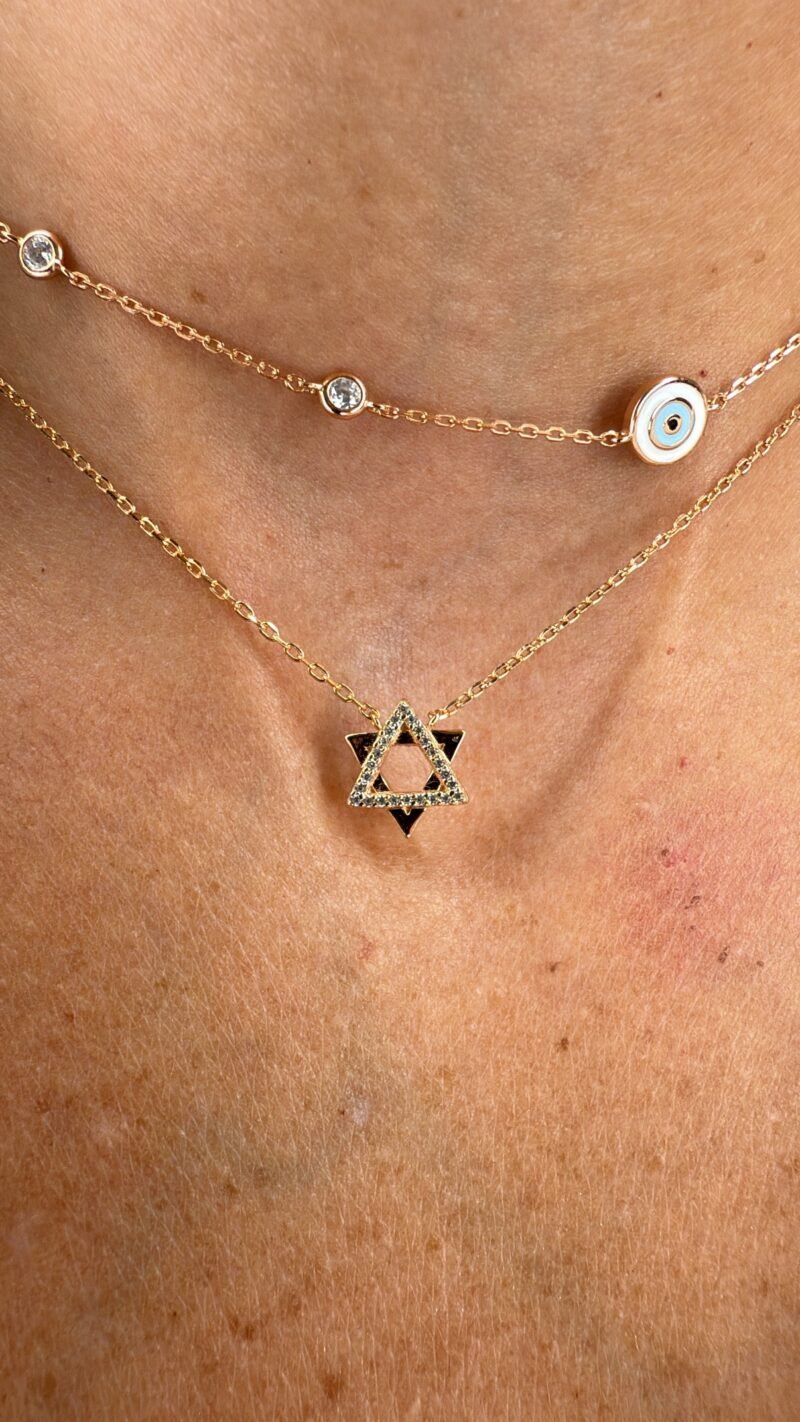 ⁦שרשרת מגן דוד חצי משובץ⁩ – תמונה ⁦4⁩