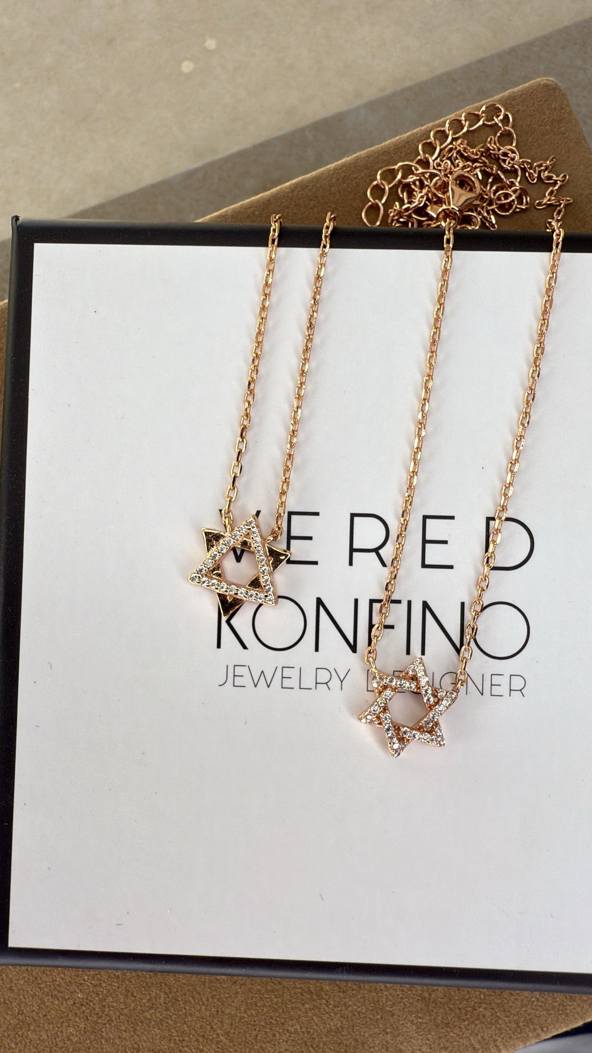 שרשרת מגן דוד חצי משובץ – תמונה 6