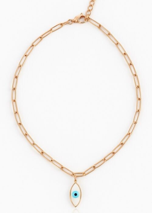 שרשרת סיכות ועין אמייל לבנה