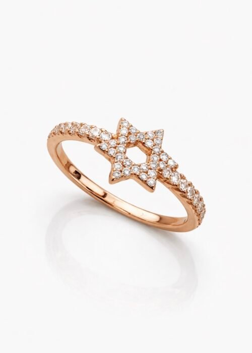 טבעת מגן דוד משובצת