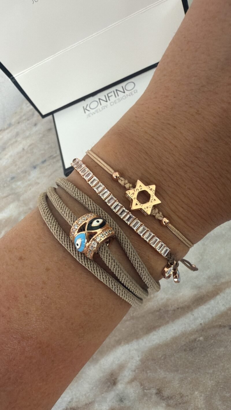 ⁦צמיד חוט אבן מתלפף עם חרוז עין⁩ – תמונה ⁦7⁩