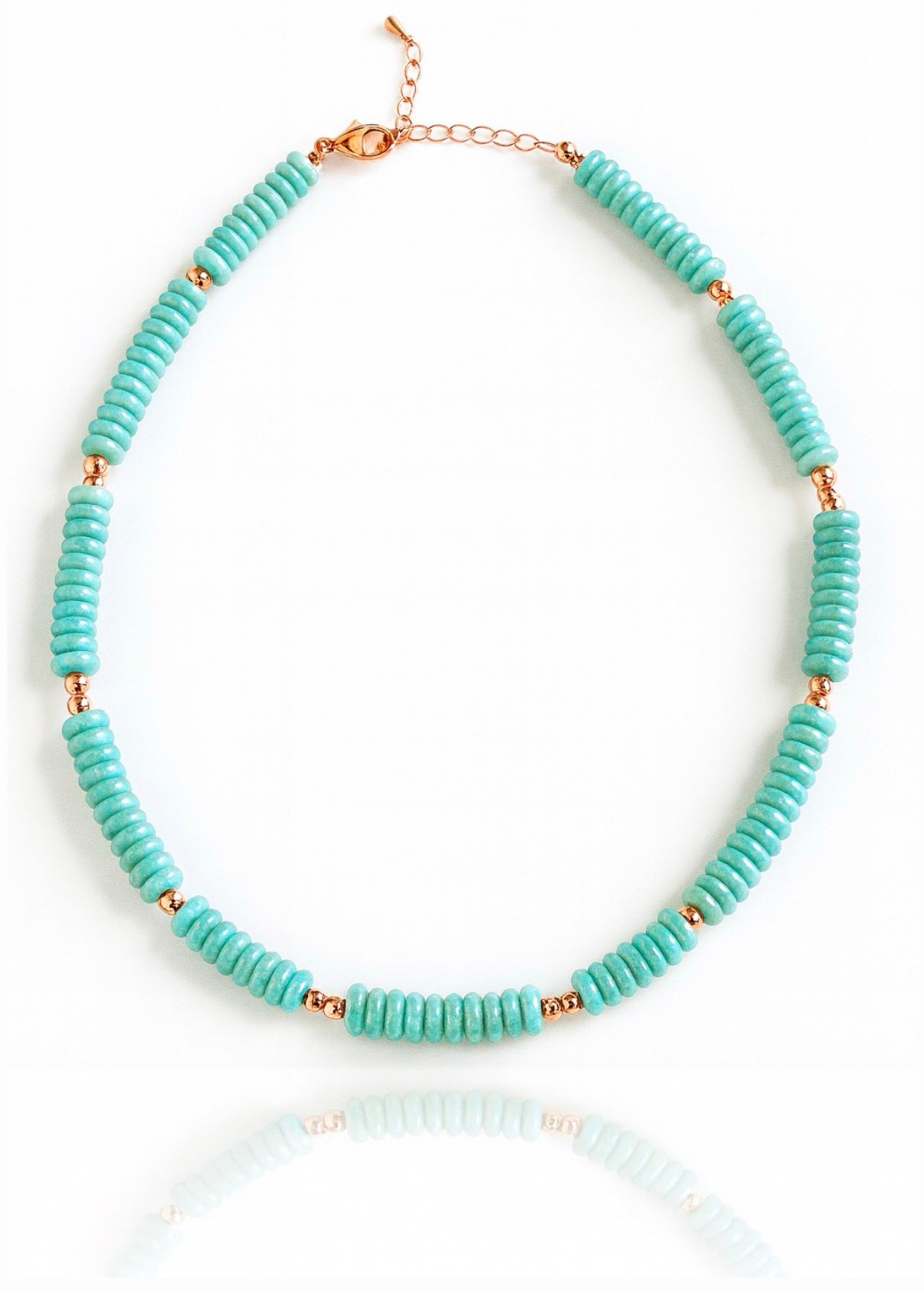 שרשרת חרוזים דיסקית תכלת