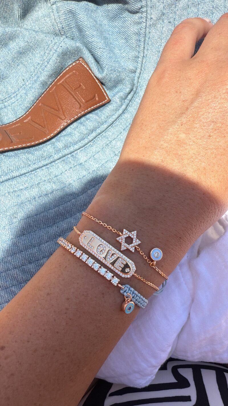 ⁦צמיד מגן דוד משובץ ועין נופלת⁩ – תמונה ⁦6⁩