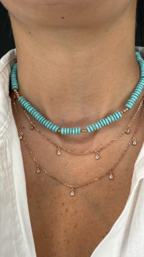 Alternative view of שרשרת חרוזים דיסקית טורקיז
