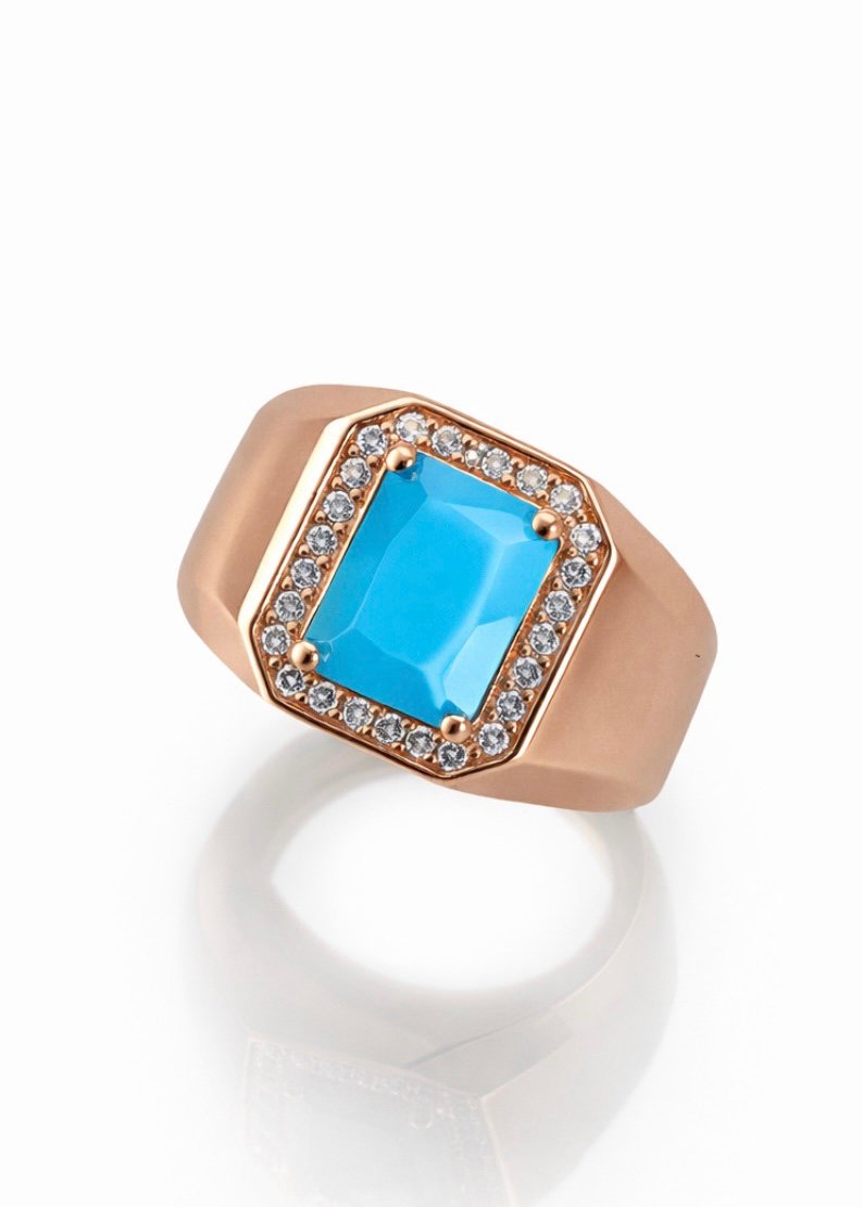 טבעת חותם טורקיז לזרת