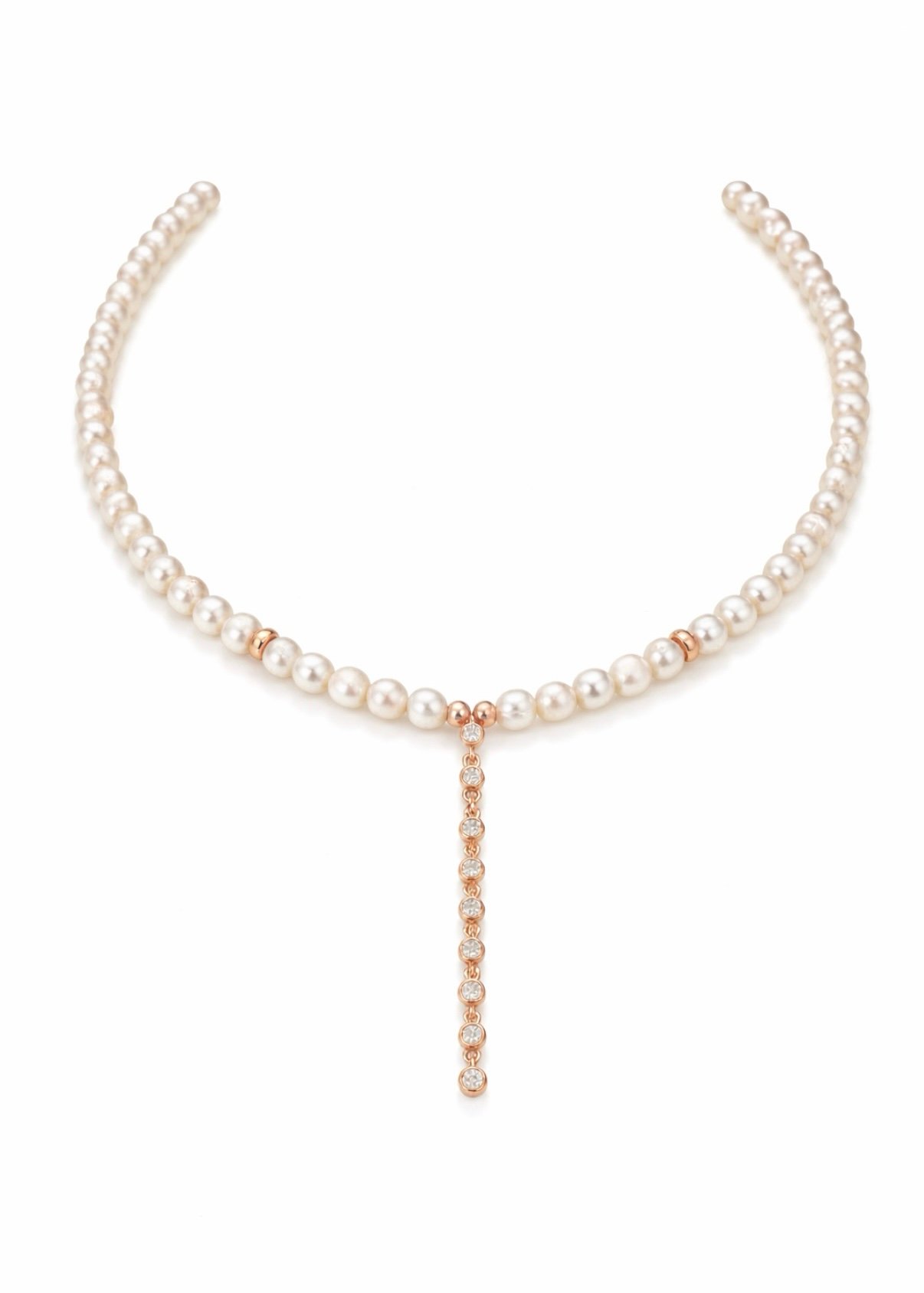 שרשרת פנינים בשילוב זרקונים נופלים