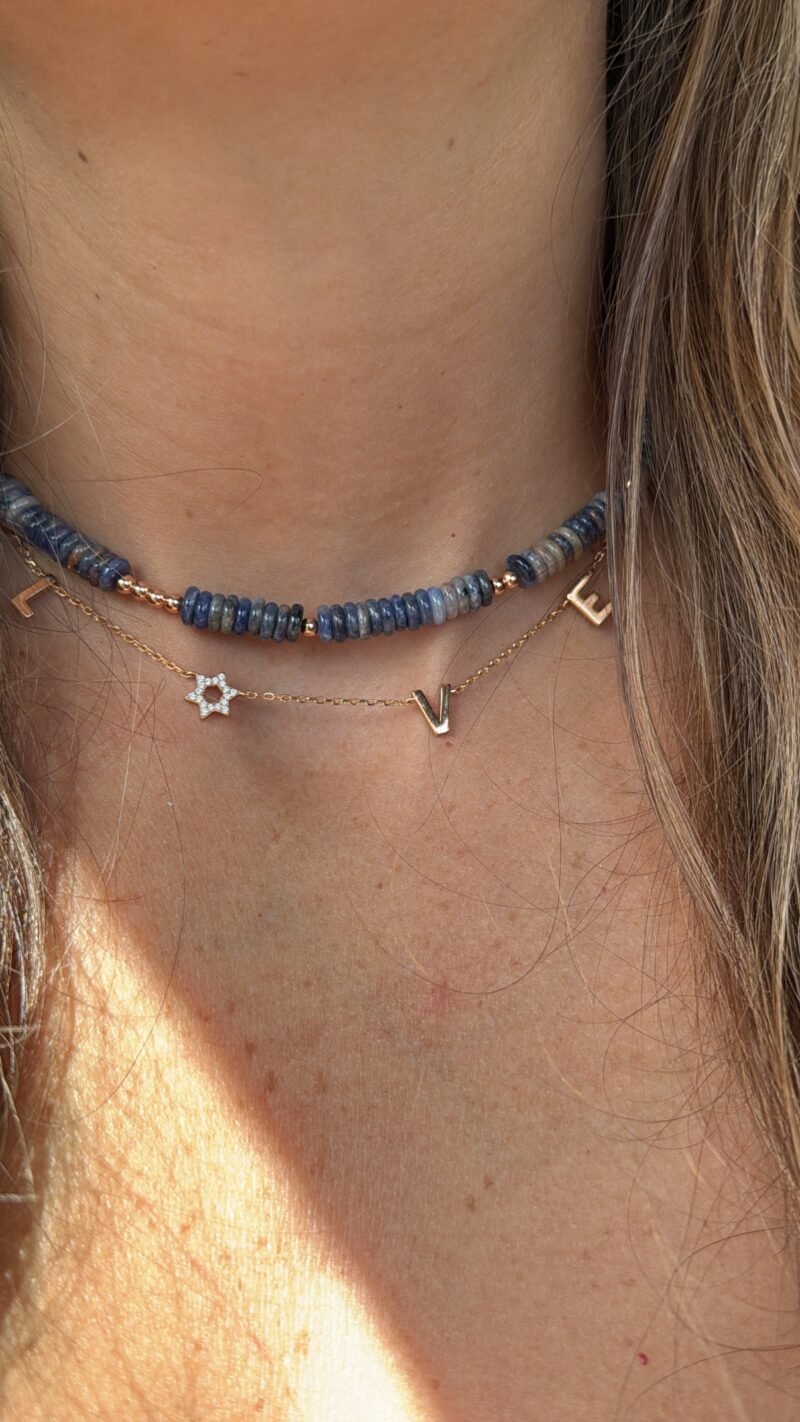 ⁦שרשרת LOVE בשילוב מגן דוד משובץ⁩ – תמונה ⁦3⁩