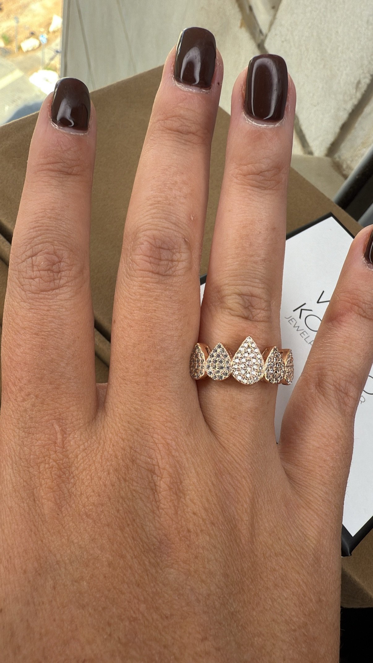 טבעת טיפות משובצת – תמונה 3