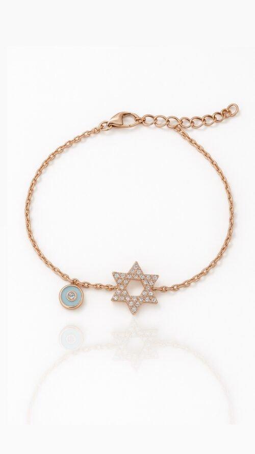 צמיד מגן דוד משובץ ועין נופלת