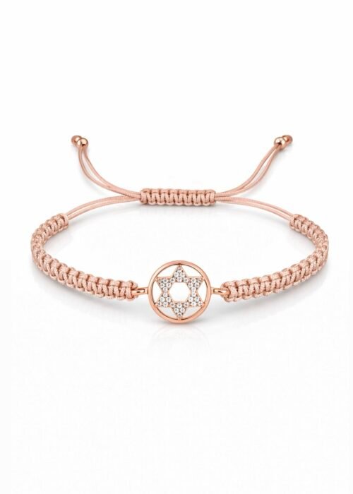 צמיד חוט טבעי רקום עם מגן דוד