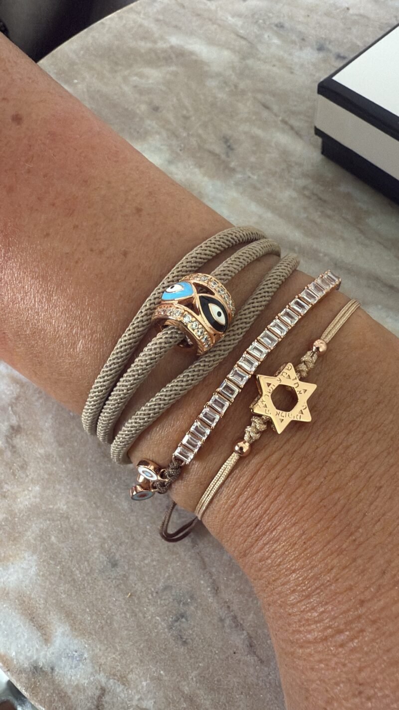 ⁦צמיד חוט אבן מתלפף עם חרוז עין⁩ – תמונה ⁦2⁩