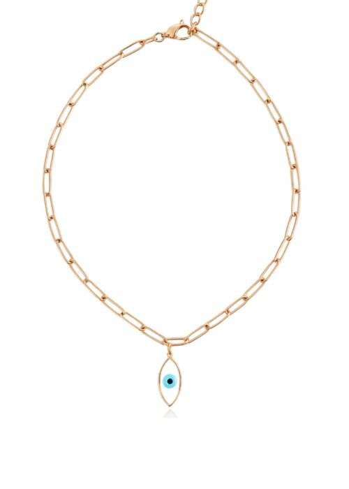 שרשרת סיכות ועין אמייל לבנה