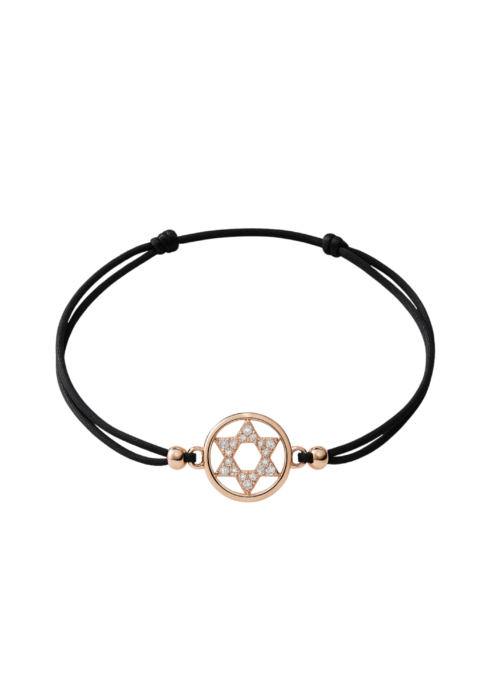 צמיד חוט שחור בשילוב מגן דוד משובץ