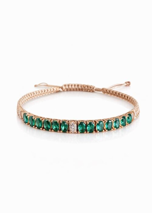 צמיד חוט עם טניס אמרלד משובץ