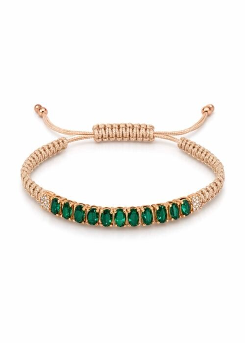 צמיד חוט עם טניס אמרלד משובץ